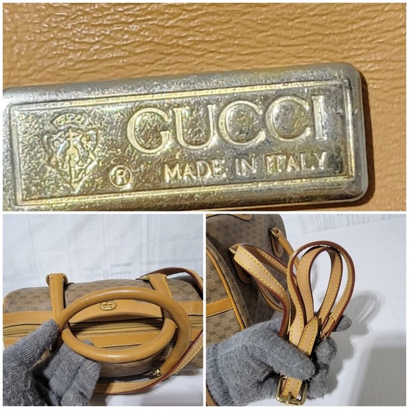 Authentic GUCCI Vintage Micro GG Canvas Boston Bag Beige/Brown - Picture 9 of 14
